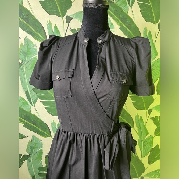 DVF Women’s Black Steeple Wrap Dress Short Sleeve 4 - Picture 3 of 8